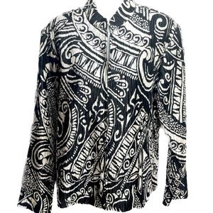 BOGO💥 EUC DB Black White Contemporary Zip Up Blazer Sz S Oc